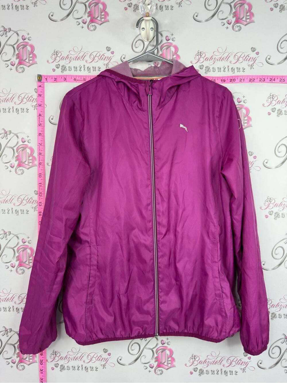 Puma Women's Fuchsia Full-Zip Hooded Windbreaker Jacket
